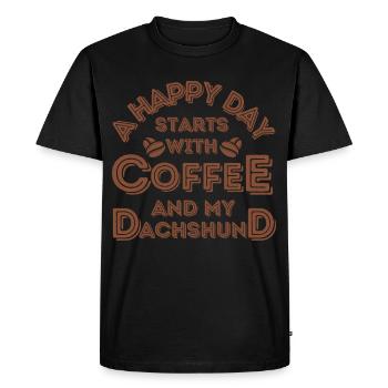 Dachshund Coffee Dog Cafe - T-shirt Premium bio Homme - noir - Devant - Nico (187cm)