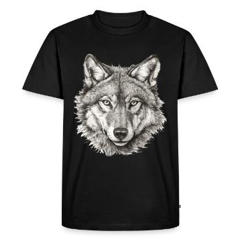 Wolf Wolf Head Black & White Drawn Art - T-shirt Premium bio Homme - noir - Devant - Nico (187cm)