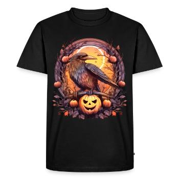Raven, Crow, Moon, Pumpkin, Halloween, Costume - Men's Premium Organic T-Shirt - black - Front - Nico (187cm)