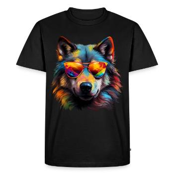 Wolf Sunglasses - Men's Premium Organic T-Shirt - black - Front - Nico (187cm)