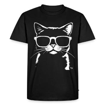 Drôle de chat avec des lunettes de soleil Chaton Sunglas Cats - T-shirt Premium bio Homme - noir - Devant - Nico (187cm)