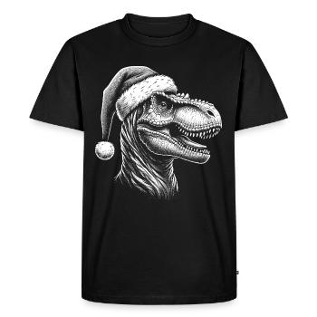 Dinosaure T-Rex avec chapeau de Noël - T-shirt Premium bio Homme - noir - Devant - Nico (187cm)