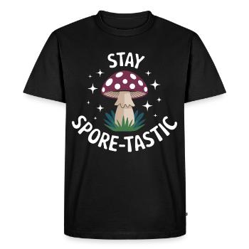 Stay Spore Tastic Mushroom - T-shirt Premium bio Homme - noir - Devant - Nico (187cm)