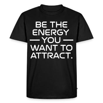 Soyez l’énergie que vous voulez attirer - T-shirt Premium bio Homme - noir - Devant - Nico (187cm)