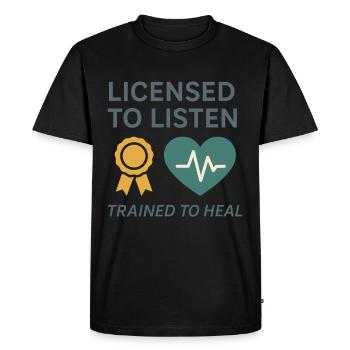 Des conseillers en garderie guérissent les traumatismes cardiaques - T-shirt Premium bio Homme - noir - Devant - Nico (187cm)