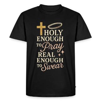 Maman chrétienne Foi Humour Erreurs bénies - T-shirt Premium bio Homme - noir - Devant - Nico (187cm)