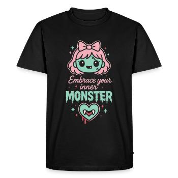 Kawaii Horror Creepy Cute Pastel Goth Sweet Spooky - Men's Premium Organic T-Shirt - black - Front - Nico (187cm)