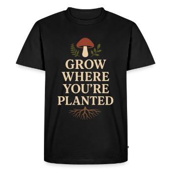 Champignon Amoureux Cottagecore Esthétique Nature Sorcière - T-shirt Premium bio Homme - noir - Devant - Nico (187cm)