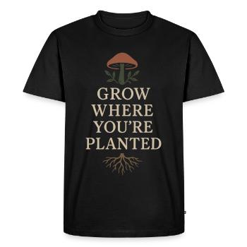 Champignon Amoureux Cottagecore Esthétique Nature Sorcière - T-shirt Premium bio Homme - noir - Devant - Nico (187cm)