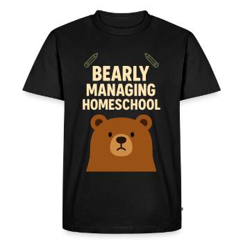Maman scolarisée à la maison Maman Ours Cadeau d’école à la maison - T-shirt Premium bio Homme - noir - Devant - Nico (187cm)