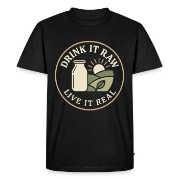 Boire du lait cru Lait cru de la ferme Fraîcheur - T-shirt Premium bio Homme - noir - Devant - Nico (187cm)