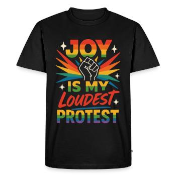 Queer Pride Queer Joy Lgbtq+ Affirmation Trans - Men's Premium Organic T-Shirt - black - Front - Nico (187cm)