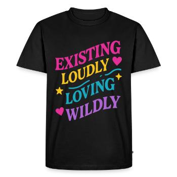 Queer Pride Queer Joy Lgbtq+ Affirmation Trans - Men's Premium Organic T-Shirt - black - Front - Nico (187cm)