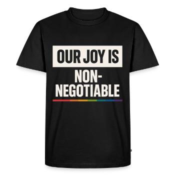 Queer Pride Queer Joy Lgbtq+ Affirmation Trans - Men's Premium Organic T-Shirt - black - Front - Nico (187cm)
