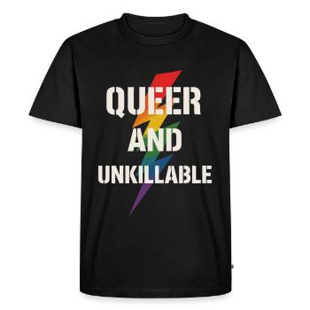 Queer Pride Queer Joy Lgbtq+ Affirmation Trans - Men's Premium Organic T-Shirt - black - Front - Nico (187cm)