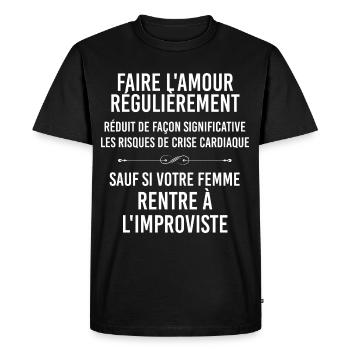 Humour Homme Marié Cadeau De Ma Femme - T-shirt Premium bio Homme - noir - Devant - Nico (187cm)