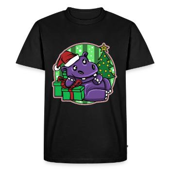 Weihnachten Affreux Noël Noël Hippopotame - T-shirt Premium bio Homme - noir - Devant - Nico (187cm)