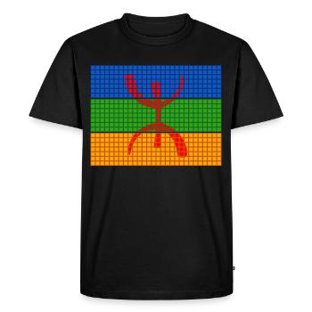 Drapeau Berbère Imazighen Coeur Amazigh Pexel - T-shirt Premium bio Homme - noir - Devant - Nico (187cm)