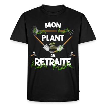 Mon plants de retraite Cadeau Départ Collègue - T-shirt Premium bio Homme - noir - Devant - Nico (187cm)
