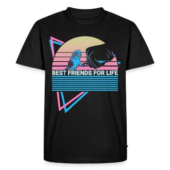 Perruche Perruche Rétro - T-shirt Premium bio Homme - noir - Devant - Nico (187cm)