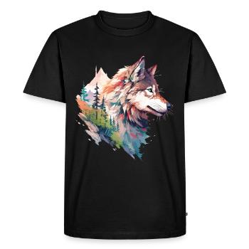 Wolf Wolf's Head Nature Wilderness Adventure Forest Art - Men's Premium Organic T-Shirt - black - Front - Nico (187cm)
