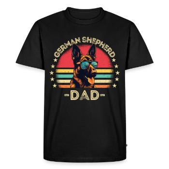 German Shepherd with sunglasses retro - Men's Premium Organic T-Shirt - black - Front - Nico (187cm)