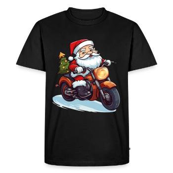 Père Noël Lunettes de soleil moto Noël - T-shirt Premium bio Homme - noir - Devant - Nico (187cm)