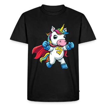 Licorne super-héros superpouvoirs bande dessinée surnaturelle - T-shirt Premium bio Homme - noir - Devant - Nico (187cm)