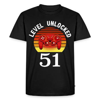 Niveau 51 débloqué 51 Anniversaire 51 ans - T-shirt Premium bio Homme - noir - Devant - Nico (187cm)