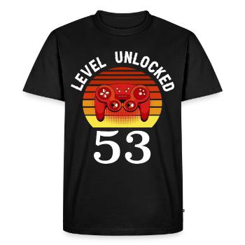 Niveau 53 débloqué 53 Anniversaire 53 ans - T-shirt Premium bio Homme - noir - Devant - Nico (187cm)
