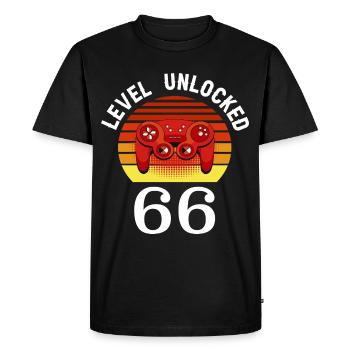 Niveau 66 débloqué 66 Anniversaire 66 ans - T-shirt Premium bio Homme - noir - Devant - Nico (187cm)