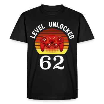 Niveau 62 débloqué 62 Anniversaire 62 ans - T-shirt Premium bio Homme - noir - Devant - Nico (187cm)