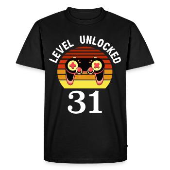 Niveau 31 débloqué 31 Anniversaire 31 ans - T-shirt Premium bio Homme - noir - Devant - Nico (187cm)