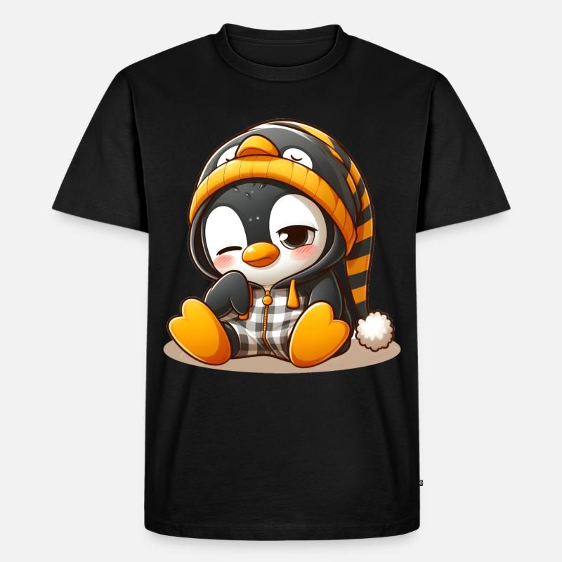 Müder Pinguin - Männer Premium Bio T-Shirt - Schwarz