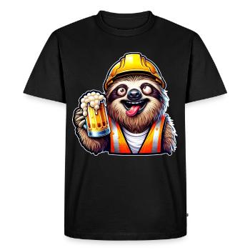 Sloth Construction Worker With Beer Drunk Funny - Men's Premium Organic T-Shirt - black - Front - Nico (187cm)