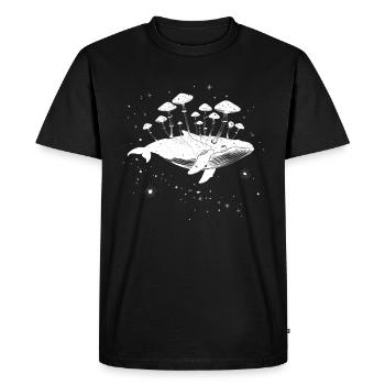 Baleine surréaliste avec des champignons dans l’espace avec des étoiles - T-shirt Premium bio Homme - noir - Devant - Nico (187cm)