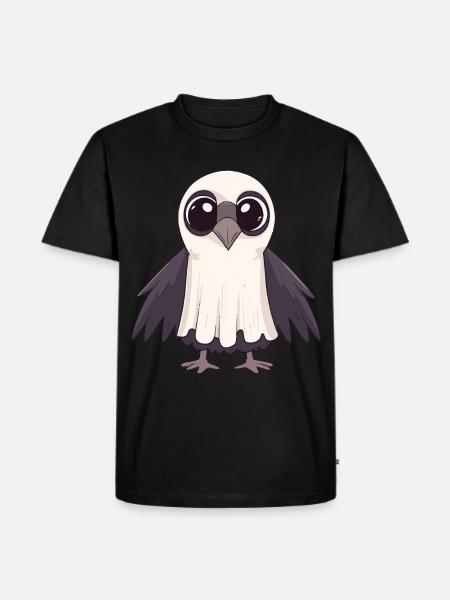 Raven Bird Halloween Comic Ghost - Men's Premium Organic T-Shirt - black