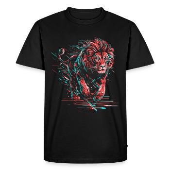 Lion Néon Tête de Lion Coloré Prédateur Animal Sauvage - T-shirt Premium bio Homme - noir - Devant - Nico (187cm)
