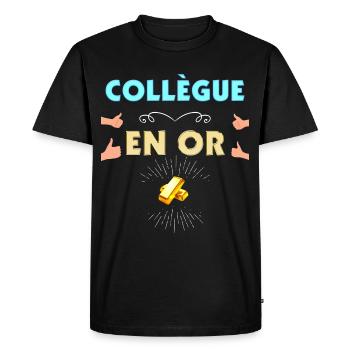 Collègue Un Vrai Trésor Citation Collègue - T-shirt Premium bio Homme - noir - Devant - Nico (187cm)