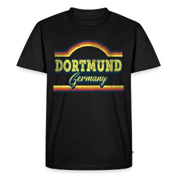Dortmund Germany City Font Vintage Retro - Men's Premium Organic T-Shirt - black - Front - Nico (187cm)