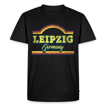 Leipzig Allemagne City Font Vintage Retro - T-shirt Premium bio Homme - noir - Devant - Nico (187cm)