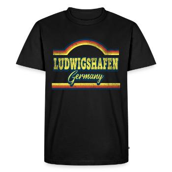 Ludwigshafen Allemagne Ville Vintage Rétro - T-shirt Premium bio Homme - noir - Devant - Nico (187cm)