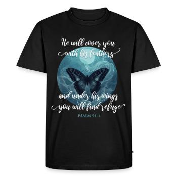 Chrétien Citation Bible Verset Religieux - T-shirt Premium bio Homme - noir - Devant - Nico (187cm)