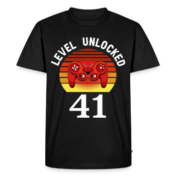 Niveau 41 débloqué 41 Anniversaire 41 ans - T-shirt Premium bio Homme - noir - Devant - Nico (187cm)