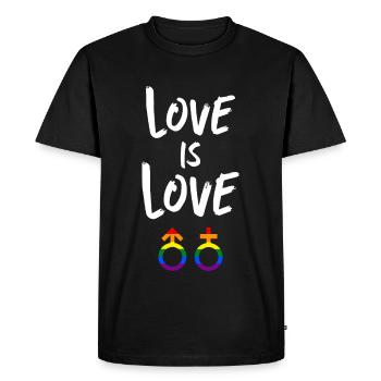 L’amour c’est l’amour Arc-en-ciel LGBTQ+ - T-shirt Premium bio Homme - noir - Devant - Nico (187cm)