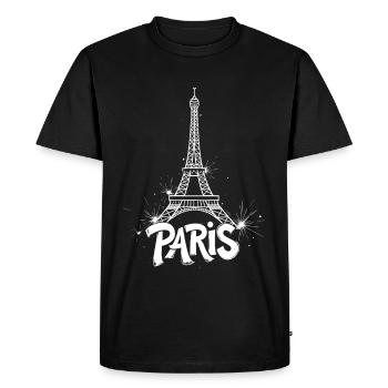 Eiffel Tower Pop Art Night Scene - Men's Premium Organic T-Shirt - black - Front - Nico (187cm)
