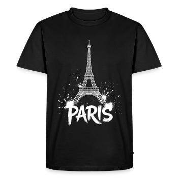 Eiffel Tower Pop Art Night Scene - Men's Premium Organic T-Shirt - black - Front - Nico (187cm)