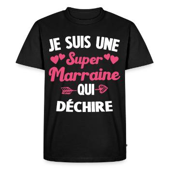 Je suis une Super Marraine qui Dechire - T-shirt Premium bio Homme - noir - Devant - Nico (187cm)