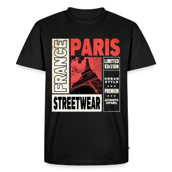 Paris France City Skyline Eiffel Tower - Men's Premium Organic T-Shirt - black - Front - Nico (187cm)