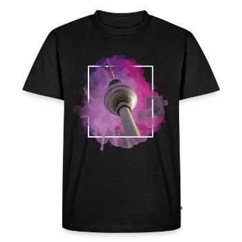 Berlin Allemagne City Skyline Splash Coloré - T-shirt Premium bio Homme - noir - Devant - Nico (187cm)